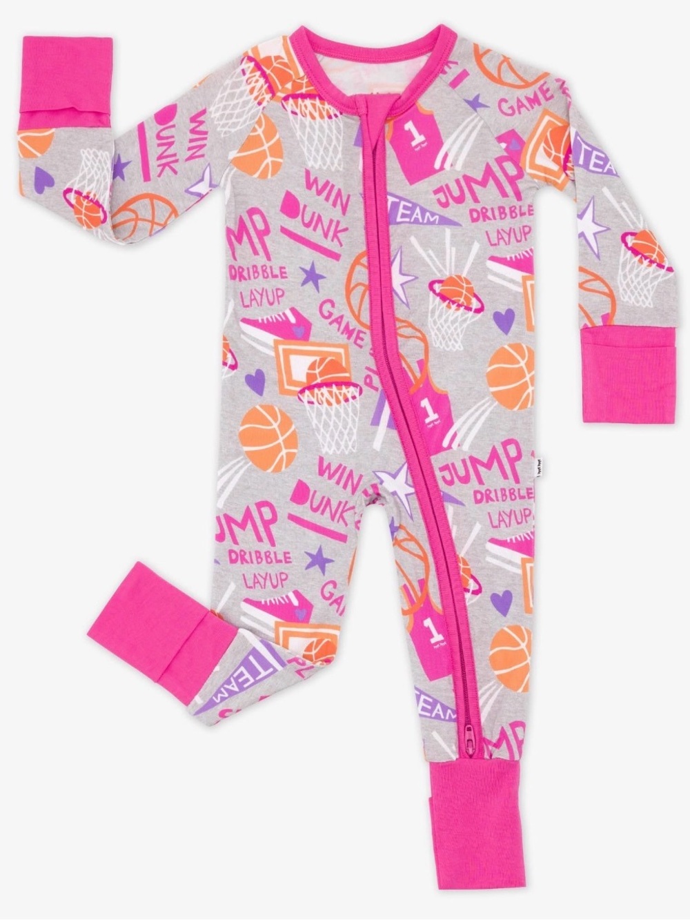 Little Sleepies Pink Slam Dunk Zippy 18-24 Months